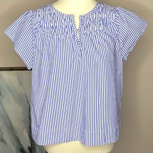 JCrew striped, poplin cap sleeve top | Medium